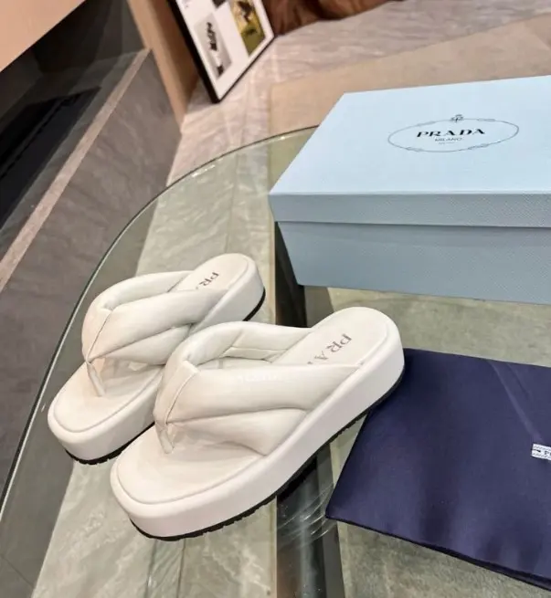 Prada Quilted Nappa Leather Slides White 2026 | Drip Kickz Prada Quilted Nappa Leather Slides White - Image 2