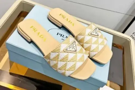 Prada Quilted Nappa Leather Slides Beige - 38