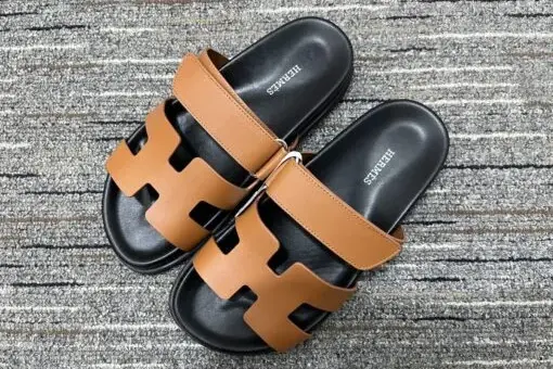 Hermes Chypre Sandals Black/ Brown
