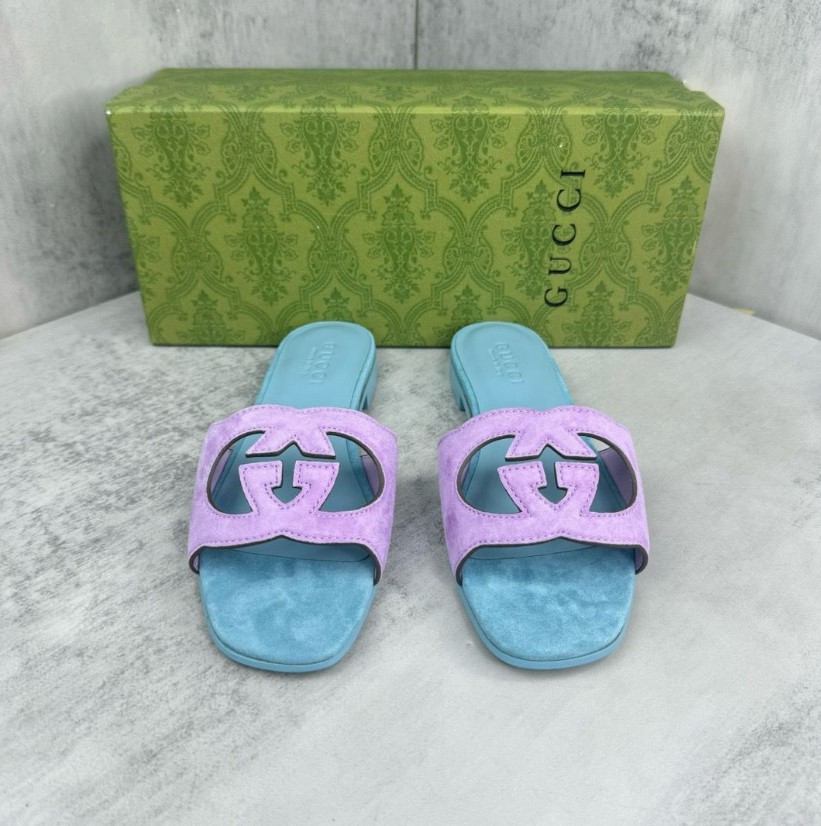 Interlocking G cutout suede slides purple 2026 | Drip Kickz Interlocking G cutout suede slides purple - Image 2