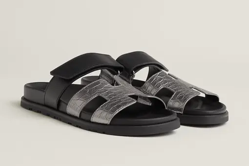 Hermès Chypre Sandal Silver Grey / Black