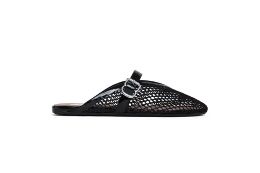 Alaïa Flat Mules Fishnet Black