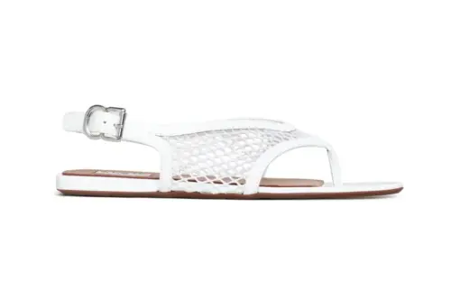 Alaïa Fishnet Thong Sandals Suede White