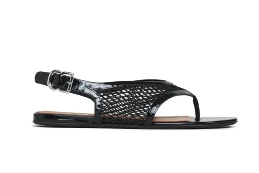 Alaïa Fishnet Thong Sandals Suede Black