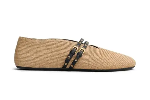 Alaïa Ballet Flats Paper Straw Beige