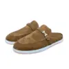 Hermes Mule Slipper Brown Suede Leather