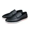Hermes Job Black Loafers Calfskin With White Rubber Sole