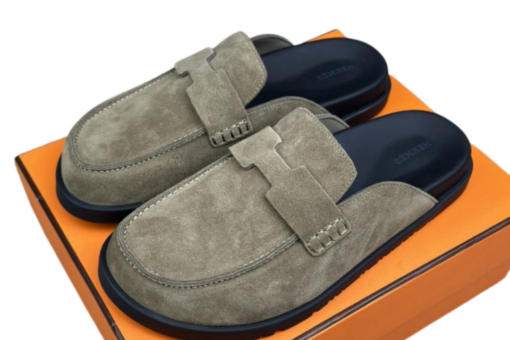 Hermes Mule Slipper Khaki Suede Leather