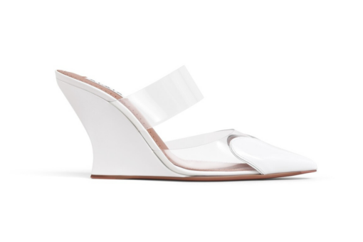 Alaïa Le Cœur Wedge Mules Patent Leather White Brown