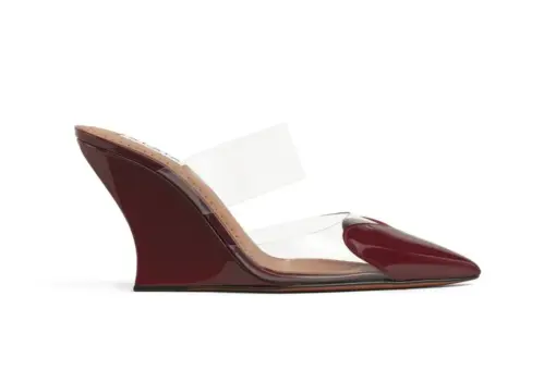 Alaïa Le Cœur Wedge Mules Patent Leather Garnet Red
