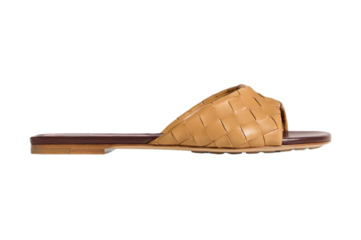 Bottega Veneta Flat Mule Sandal Intrecciato Strap Sienna Brown