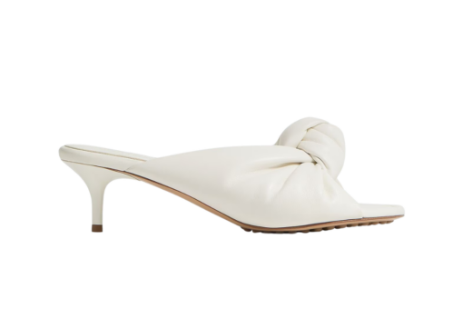 Bottega Veneta Kitten Heel Mule Sandal Supple Nappa Leather White