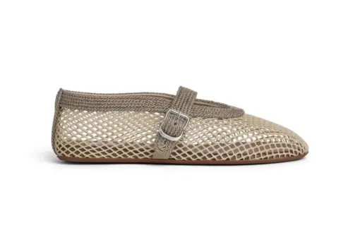 Alaïa Ballet Flats Fishnet Satin Cord Off White