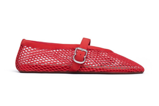Alaïa Ballet Flats Fishnet Suede