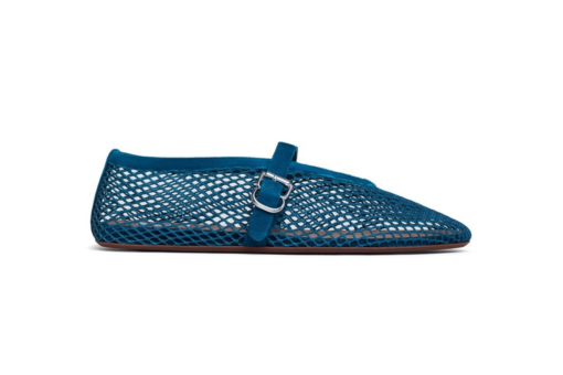 Alaïa Ballet Flats Fishnet Suede Deep Green