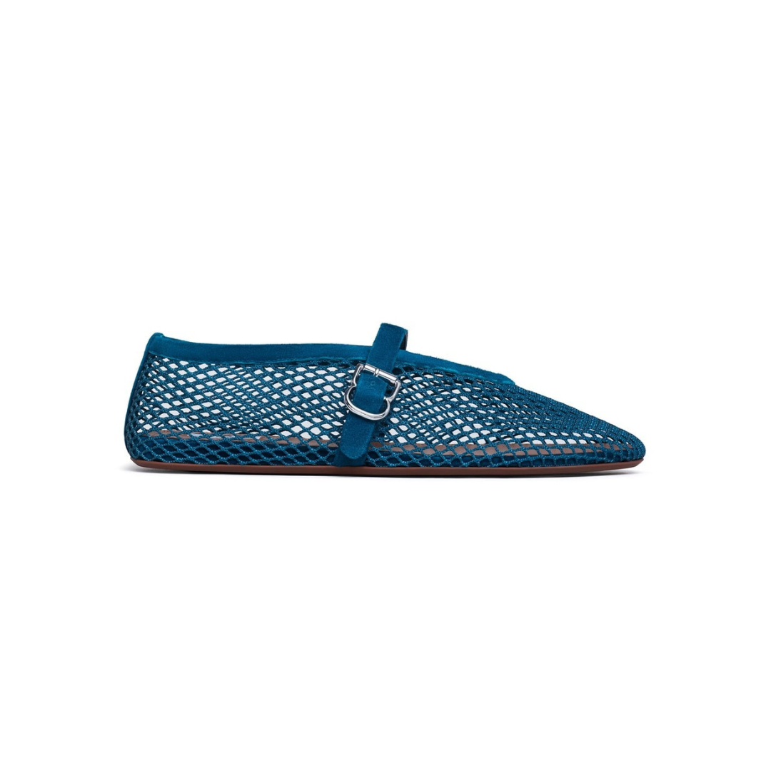Alaïa Ballet Flats Fishnet Suede Deep Green 2026 | Drip Kickz Alaïa Ballet Flats Fishnet Suede Deep Green