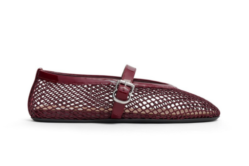 Alaïa Ballet Flats Fishnet Garnet Red