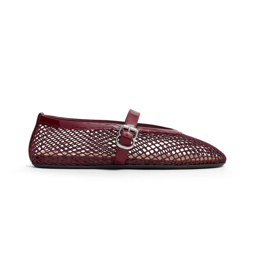 Alaïa Ballet Flats Fishnet Garnet Red 2026 | Drip Kickz Alaïa Ballet Flats Fishnet Garnet Red