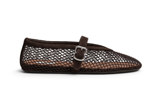 Alaïa Ballet Flats Fishnet Suede Dark Brown