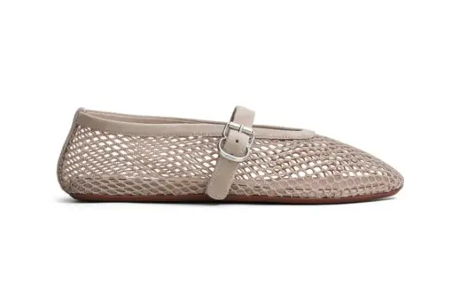 Alaïa Ballet Flats Fishnet Suede Grey
