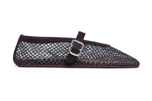 Alaïa Ballet Flats Strass Fishnet Dark Brown