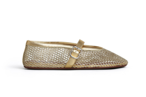 Alaïa Ballet Flats Laminated Fishnet Platinum