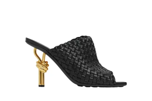 Bottega Veneta Metal Knot Heel Mule Black