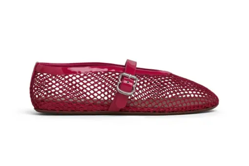 Alaïa Ballet Flats Fishnet Raspberry