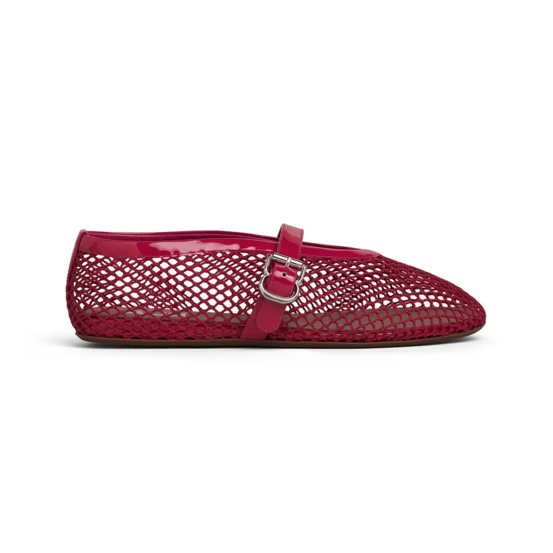 Alaïa Ballet Flats Fishnet Raspberry 2026 | Drip Kickz Alaïa Ballet Flats Fishnet Raspberry
