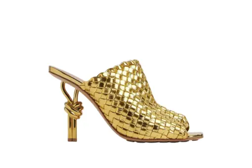 Bottega Veneta Metal Knot Heel Mule Gold