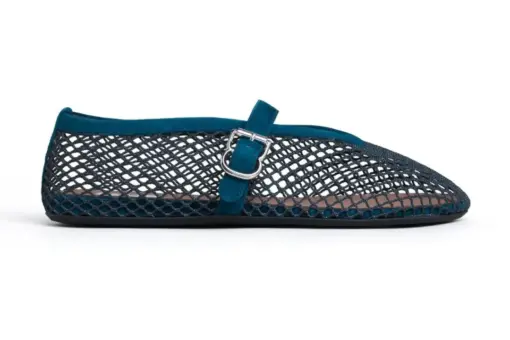 Alaïa Ballet Flats Fishnet Suede Peacock Blue