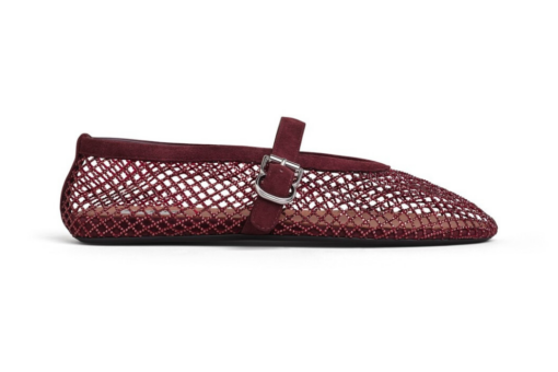 Alaïa Ballet Flats Strass Fishnet Garnet Red