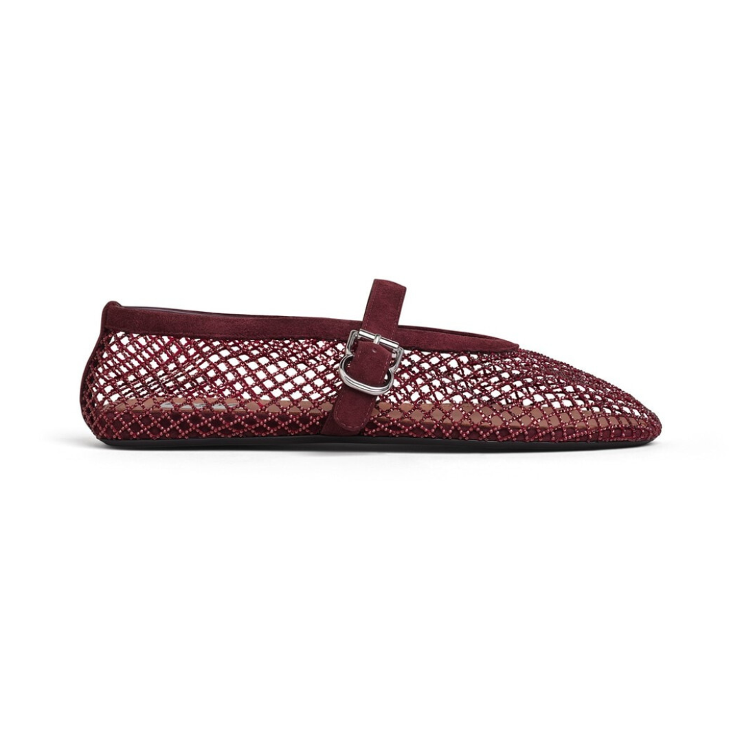 Alaïa Ballet Flats Strass Fishnet Garnet Red 2026 | Drip Kickz Alaïa Ballet Flats Strass Fishnet Garnet Red