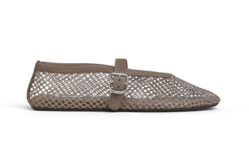 Alaïa Ballet Flats Strass Fishnet White Silver