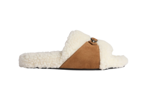 Balenciaga Furry Open Mule Off White Brown