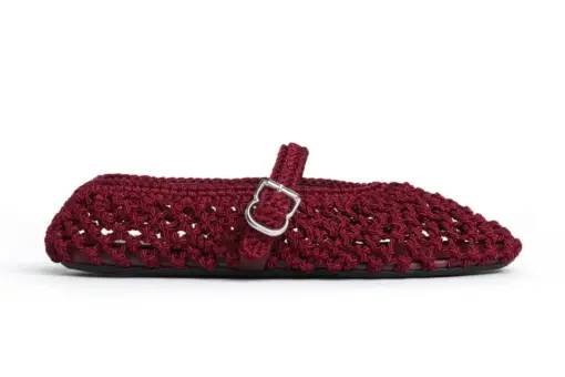 Alaïa Ballet Flats Fishnet Suede Red
