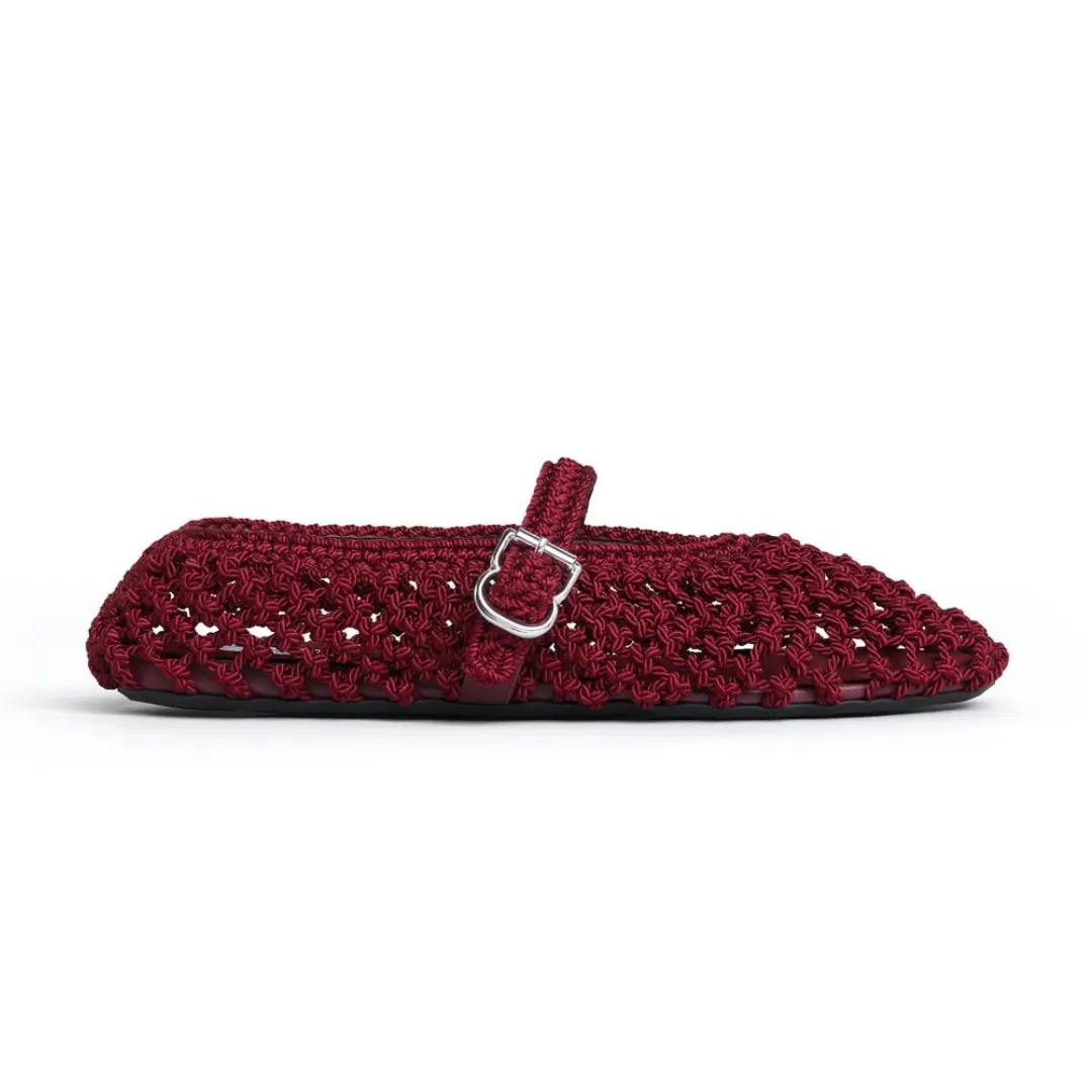 Alaïa Ballet Flats Fishnet Suede Red 2026 | Drip Kickz Alaïa Ballet Flats Fishnet Suede Red