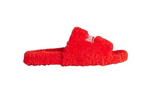 Balenciaga Furry Open Mule Pop Red
