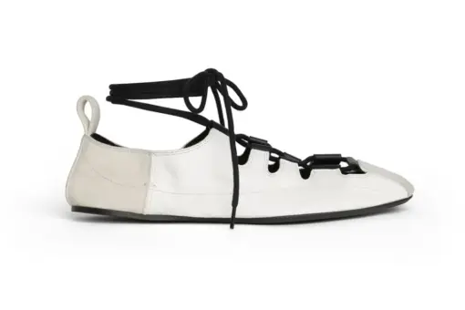 Alaïa Fold Laced Flats Leather White