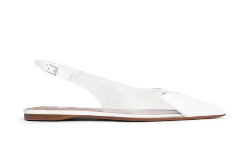 Alaïa Le Cœur Flat Slingbacks Patent Calfskin White