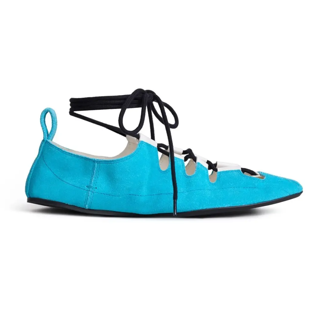 Alaïa Fold Laced Flats Velvet Calfskin 2026 | Drip Kickz Alaïa Fold Laced Flats Velvet Calfskin