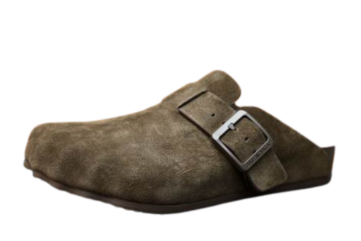 Balenciaga Soft Footbed Suede Clogs Khaki
