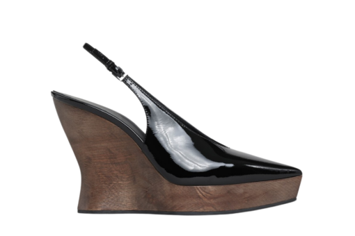 Alaïa Clogs Wedge Slingbacks Patent Calfskin Black