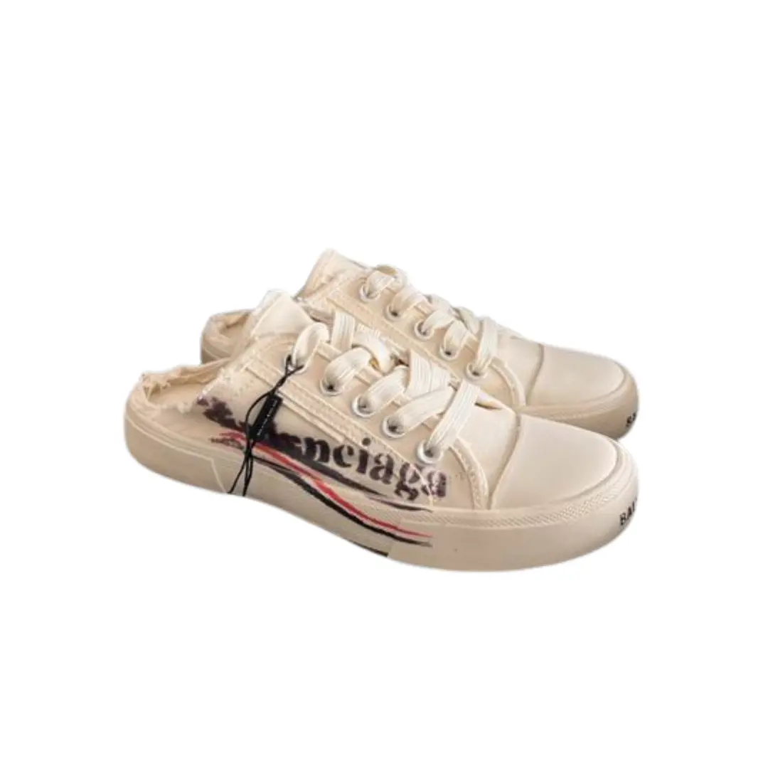 Balenciaga 20mm Political Logo Cotton Mules White 2026 | Drip Kickz Balenciaga 20mm Political Logo Cotton Mules White