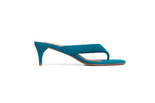 Alaïa Heel Thong Mules Suede China Blue Short