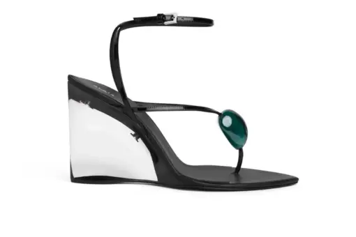Alaïa Invisible Jewel Wedge Sandals Patent Calfskin