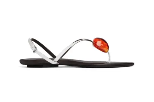 Alaïa Invisible Flat Jewel Sandals Patent Leather White