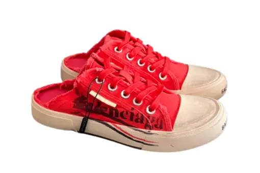 Balenciaga Paris Mule Sneakers Red Canvas