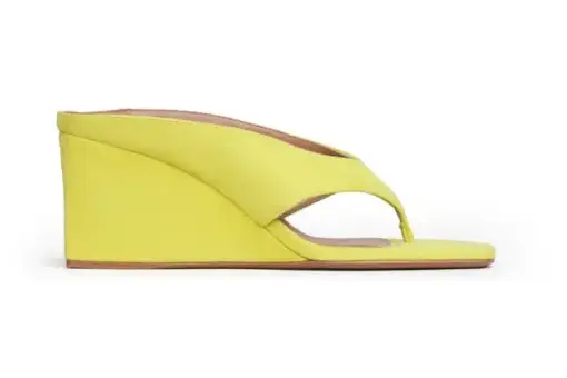 Alaïa Cube Thong Mules Suede Yellow