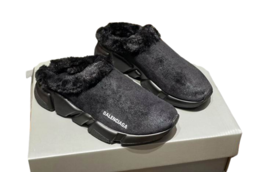 Balenciaga Speed 2.0 Faux-Fur Lined Mules Black